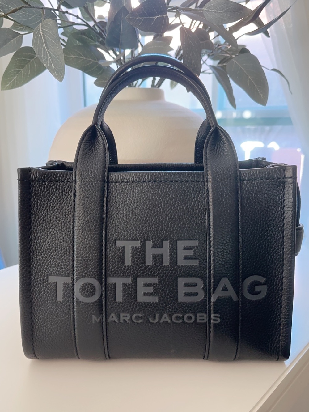 Marc Jacobs Small Black Pebbled Leather Tote Bag